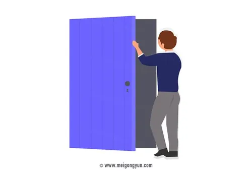 扁平化风格开门场景插图矢量元素Flattened vector elements