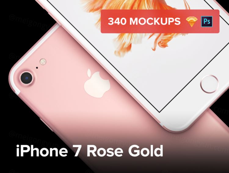 iPhone7贴图样机实体模型340 iPhone 7 Rose Gold mockups
