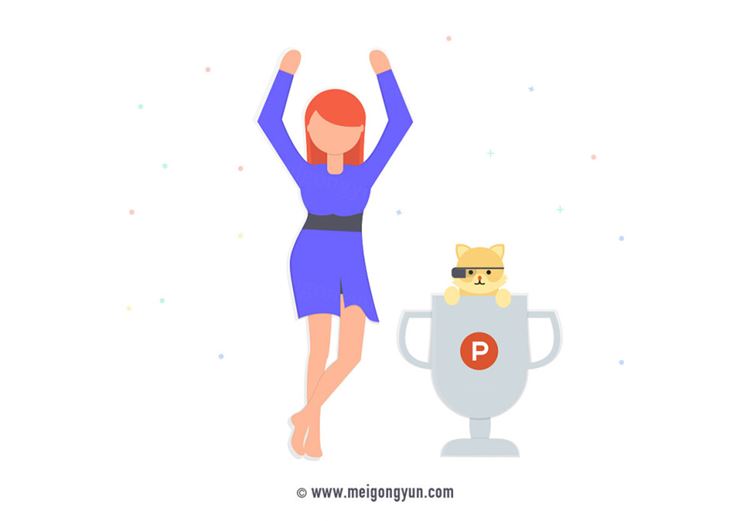 扁平化风格欢胜利呼呐喊场景插图矢量元素Flattened vector elements