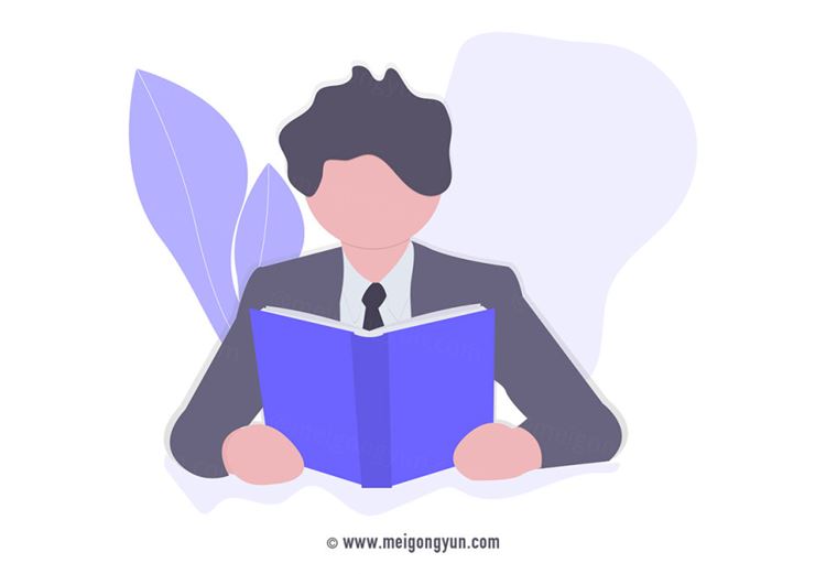 扁平化风格阅读场景插图矢量元素Flattened vector elements