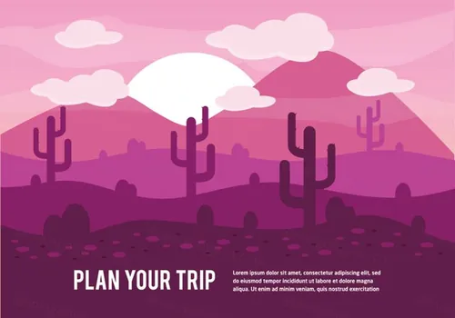 热带沙漠平原矢量插图Minimal Flat Landscape Vector Background