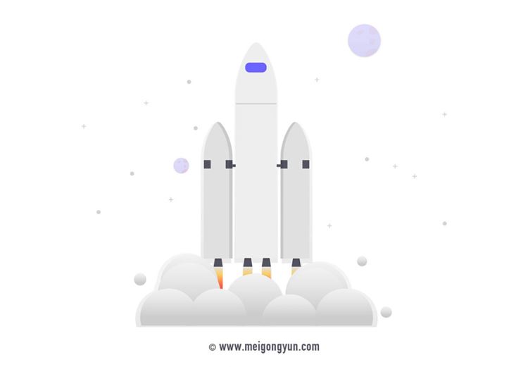 扁平化风格火箭启动发射场景插图矢量元素Flattened vector elements