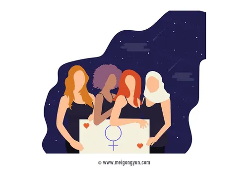 扁平化风格38妇女节姐妹聚会场景插图矢量元素Flattened vector elements