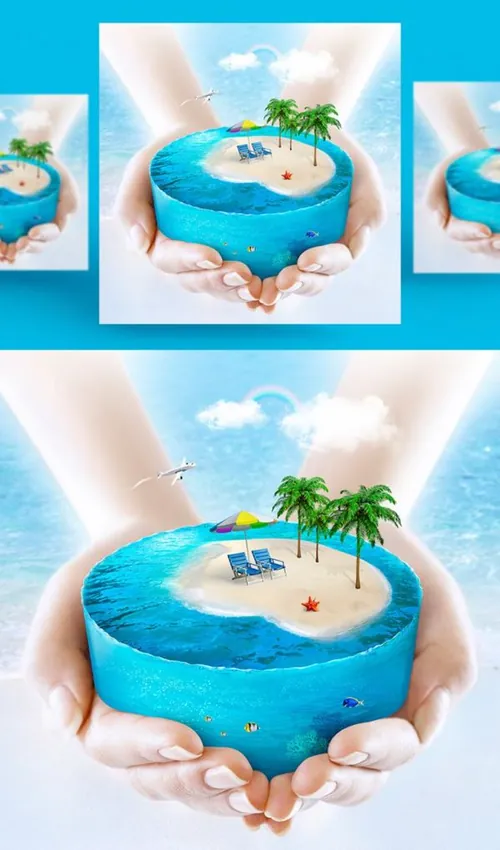 微观夏日海报合成PSD模板Micro summer posters PSD template