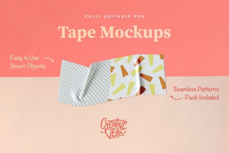 日式不规则不干胶胶带样机PSD模板素材 Washi Tape Mockup Templates