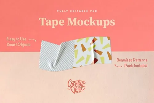 日式不规则不干胶胶带样机PSD模板素材 Washi Tape Mockup Templates