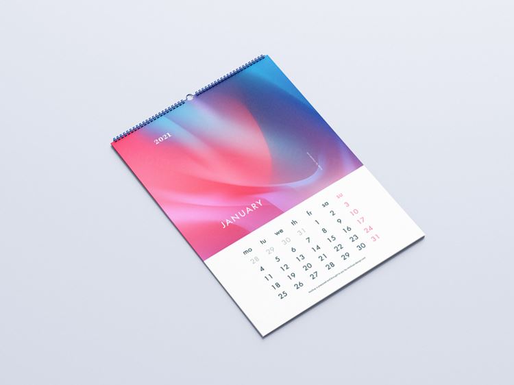 免费挂历日历设计提案样机PSD模板 Wall Calendar Mockup