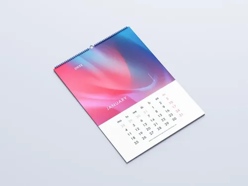 免费挂历日历设计提案样机PSD模板 Wall Calendar Mockup