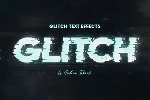 老式复古朋克RGB故障信号错位文字特效风格PSD模板 Glitch Effects