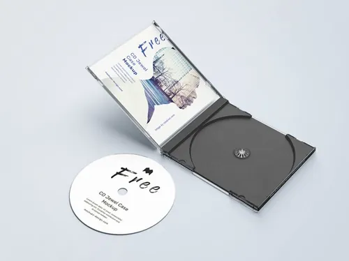 CD碟片盒子包装设计样机PSD模板 CD jewel case mockup