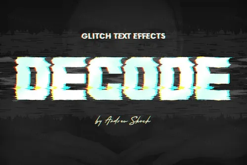 老式复古朋克RGB故障信号错位文字特效风格PSD模板 Glitch Effects