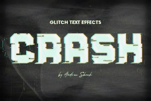 老式复古朋克RGB故障信号错位文字特效风格PSD模板 Glitch Effects