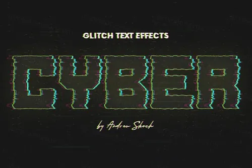老式复古朋克RGB故障信号错位文字特效风格PSD模板 Glitch Effects