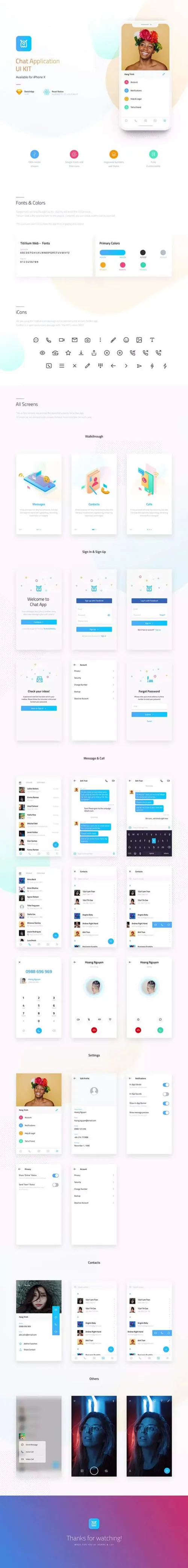 简约的SNS社交聊天APP UI KITS下载[for sketch]