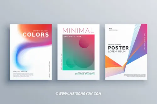 缤纷彩色渐变创意矢量海报Creative Set Of Colorful Business Poster Design Vector