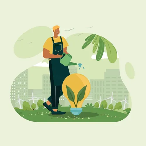 世界环境日绿色环保生活低碳保护地球生态主题人物插画EPS矢量