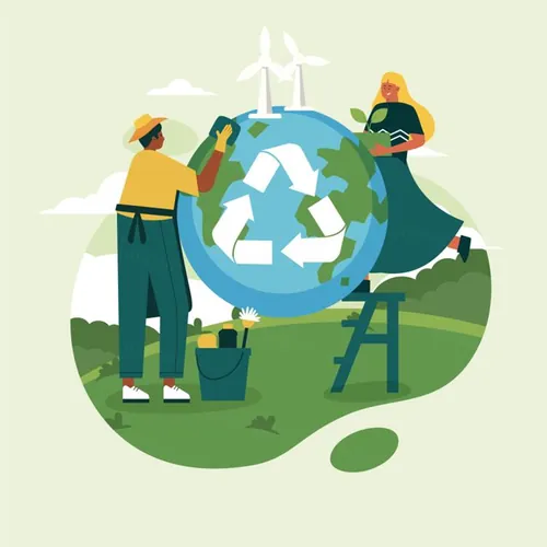 世界环境日绿色环保生活低碳保护地球生态主题人物插画EPS矢量