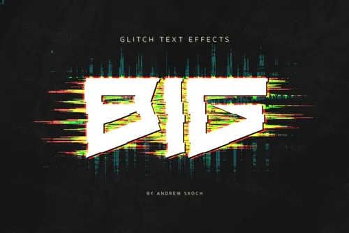 老式复古朋克RGB故障信号错位文字特效风格PSD模板 Glitch Effects