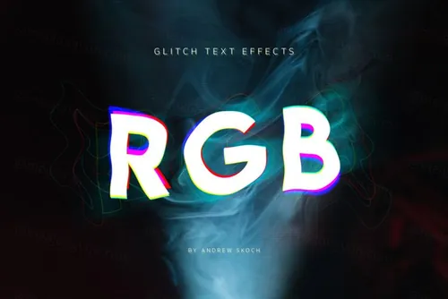 老式复古朋克RGB故障信号错位文字特效风格PSD模板 Glitch Effects