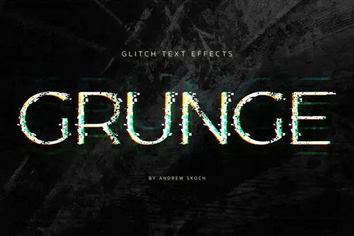 老式复古朋克RGB故障信号错位文字特效风格PSD模板 Glitch Effects