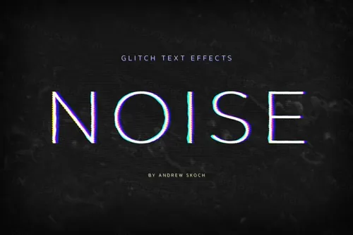 老式复古朋克RGB故障信号错位文字特效风格PSD模板 Glitch Effects