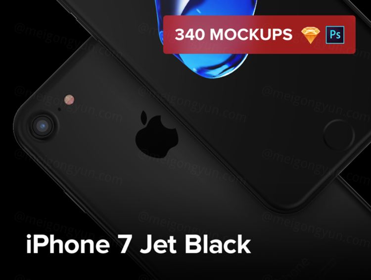 黑色iPhone7贴图样机实体模型340 iPhone 7 Jet Black Mockups