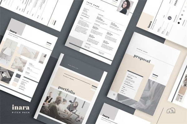 时尚优雅的企业画册模板 Inara  Pitch Pack