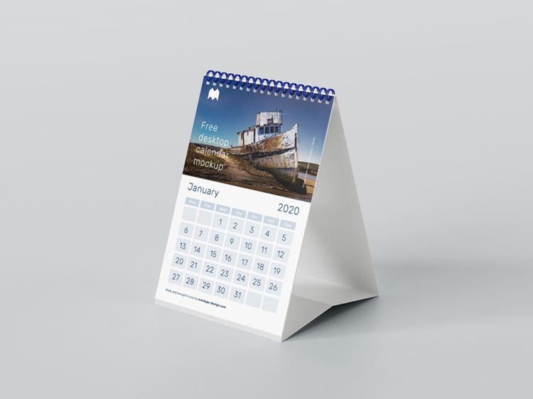 A5桌面日历台历设计展示样机PSD模板 A5 desk calendar mockup