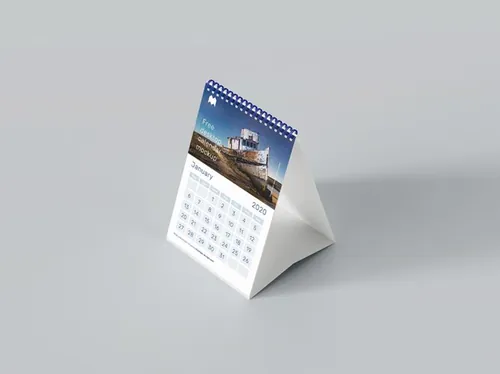 A5桌面日历台历设计展示样机PSD模板 A5 desk calendar mockup