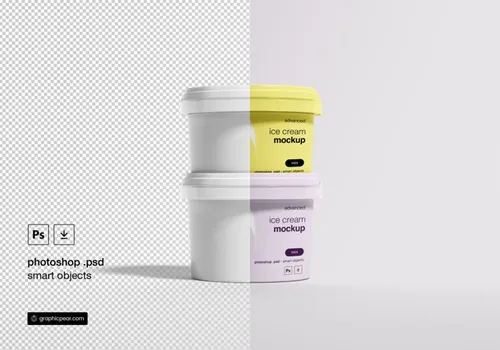 冰淇淋包装设计PSD样机模板 Ice Cream Package Mockup