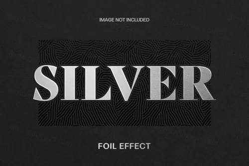 金属铂金银色锡箔文本字体特效PSD样机模板 Foil Text Effect Template