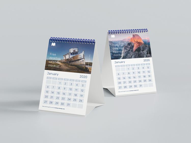A5桌面日历台历设计展示样机PSD模板 A5 desk calendar mockup