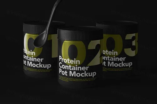 一组保健品 药品包装样机 Protein Psd Container Mockup Set