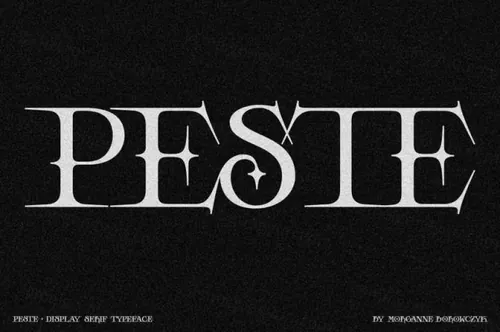 中世纪英雄主义锐利边缘优雅曲线英文衬线字体 Peste - Display Serif Font