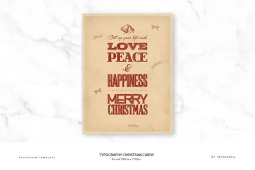 古典风格圣诞节活动贺卡模板 Typography Christmas Cards