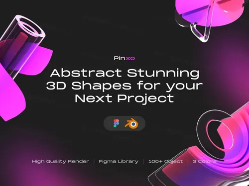 三维渲染未来赛博朋克科幻水晶玻璃抽象形状素材 Pinxo -