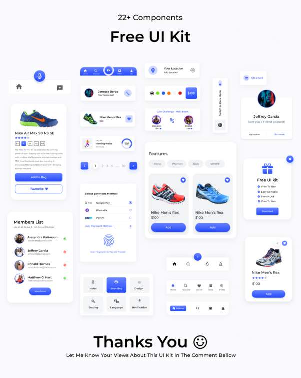 电商平台移动APP UI组件设计素材 Xd Components UI