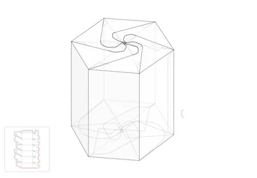 六角推锁管零售盒模切图/刀模图EPS源文件