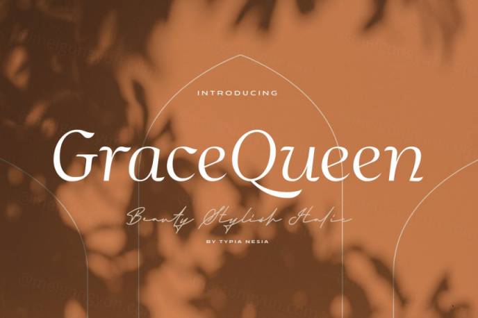 优雅时尚魅力的奢侈女性艺术品牌宣传斜体衬线英文字体 Grace Queen - Stylish Italic