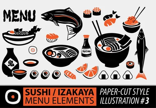 日式寿司日式料理店插画eps矢量4