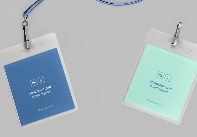 办公室胸牌/工牌设计效果图样机 ID Lanyard Mockup