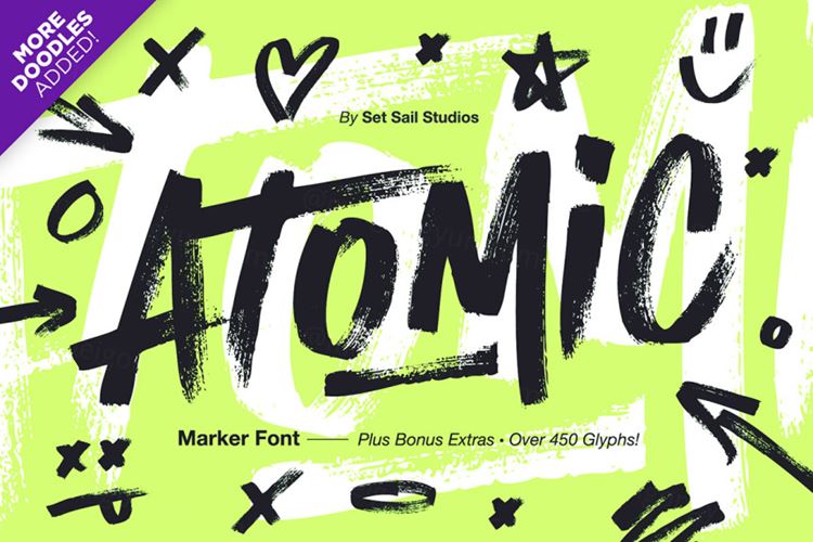 潮流大胆街头涂鸦标题英文装饰字体 ATOMIC Marker