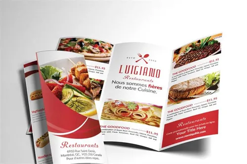 餐厅三折页菜单 Restaurant Menu Tri-fold Brochure