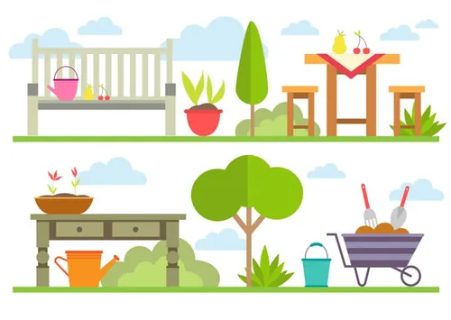 春季园艺矢量元素Spring Gardening Elements