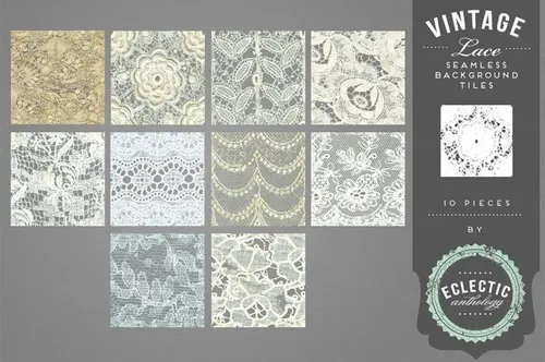 蕾丝图案设计元素Vintage Lace Seamless Backgrounds