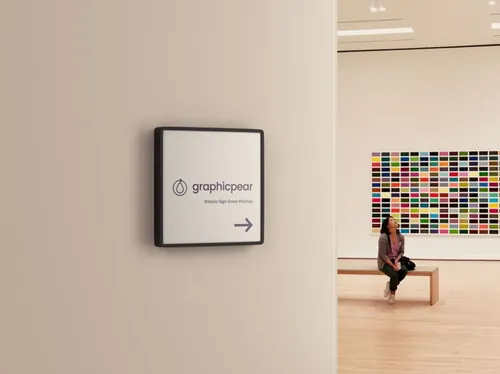 室内方形标志设计效果图样机 Interior Square Sign Mockup – PSD