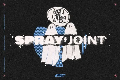 潮流复古做旧艺术颗粒涂鸦喷涂效果PSD置换模板 SprayJ