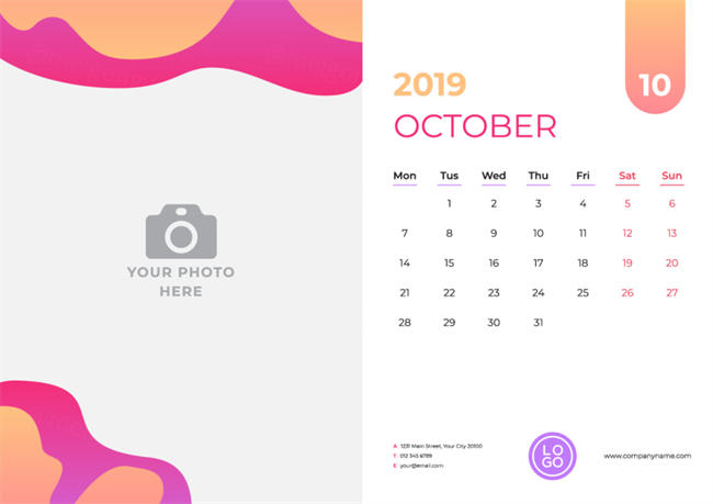 猪年简约创意日历矢量模版 Calendar design for