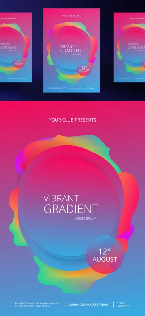 多彩的明亮充满活力的渐变背景创意设计海报 Creative design poster