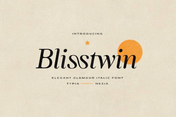 时尚魅力女性品牌化妆品杂志英文衬线字体 Blisstwin - Elegant Glamour Italic Serif